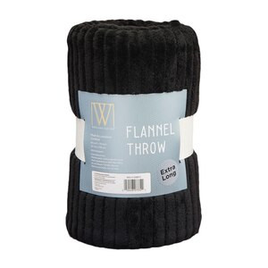 Wayland Square Flannel Plush Throw Blanket, Black, 50 x 70 in | CVS Health