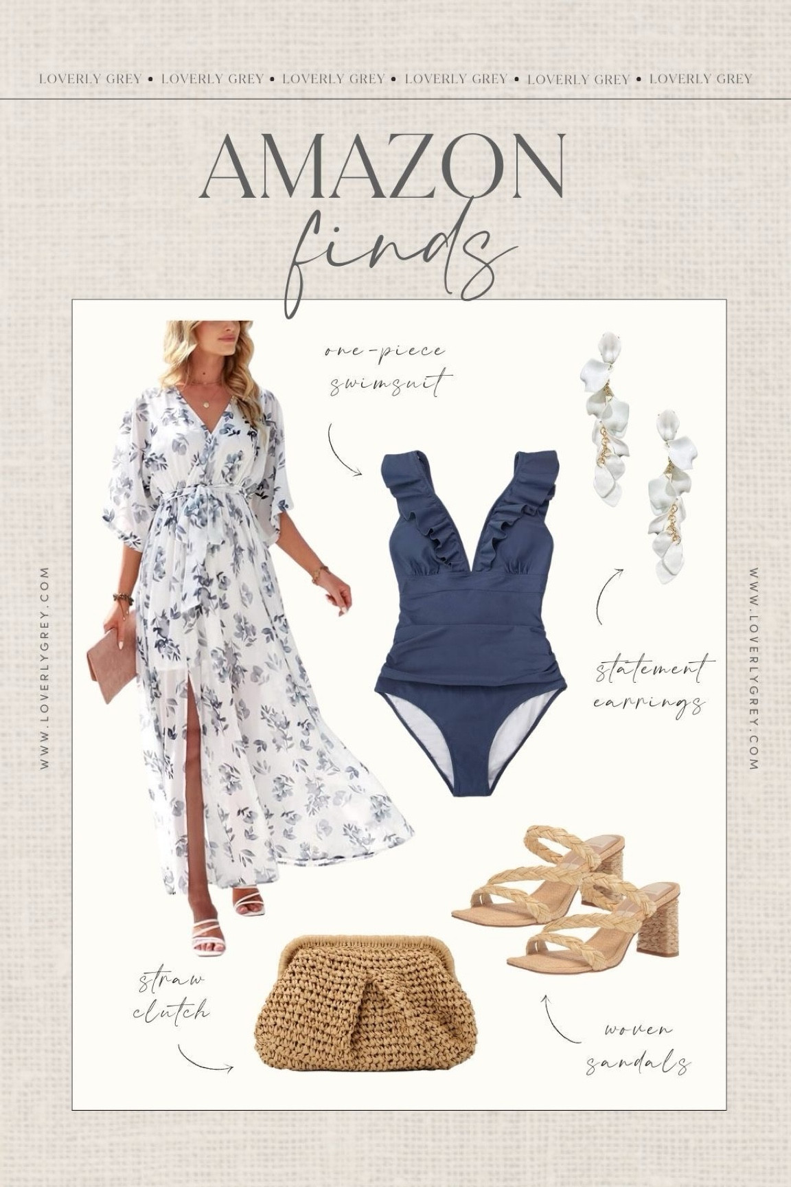 Loverly Grey Amazon finds. This floral maxi dress could double as a swimsuit coverup. Pair it with this ruffle detail suit and statement earrings for a resort wear look. 

#LTKbeauty #LTKstyletip #LTKSeasonal