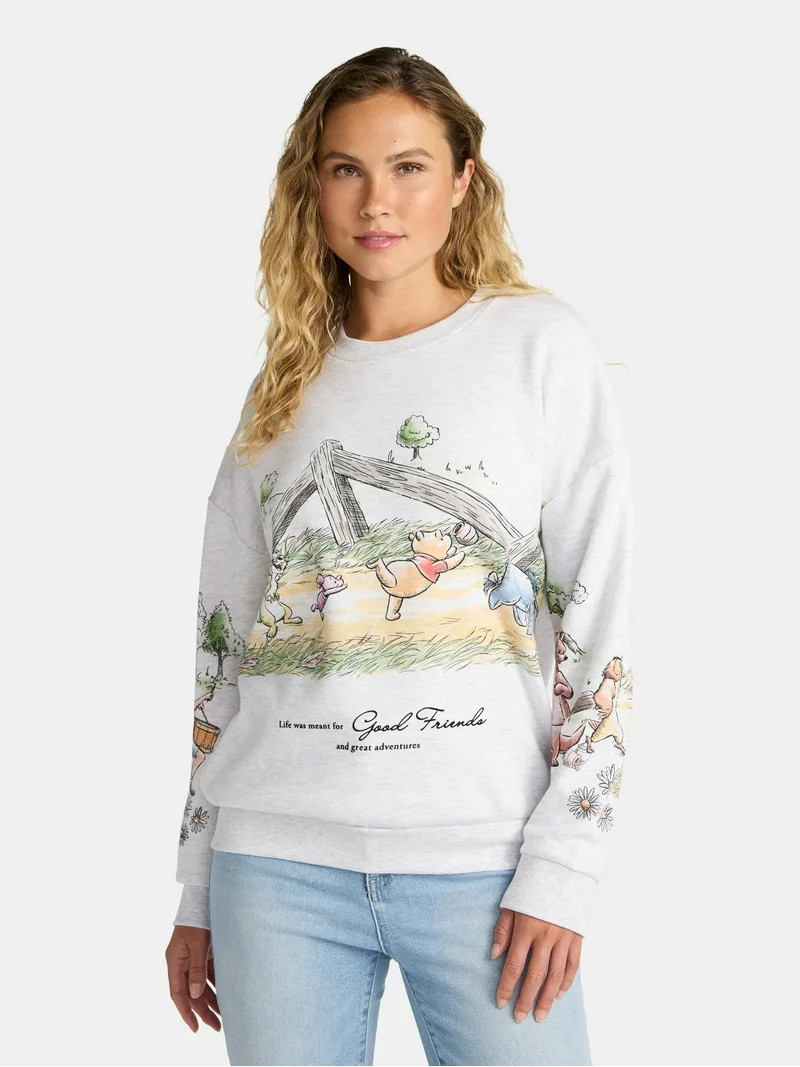Disney Women's Winnie the Pooh Graphic Sweatshirt with Long Sleeves, Sizes XXS-XXL | Walmart (US)