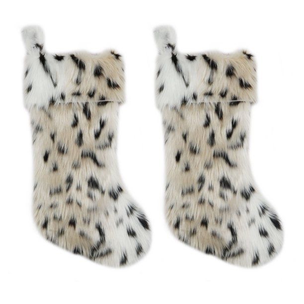 Holiday Time Leopard Faux Fur Stockings, 20", 2 Pack - Walmart.com | Walmart (US)