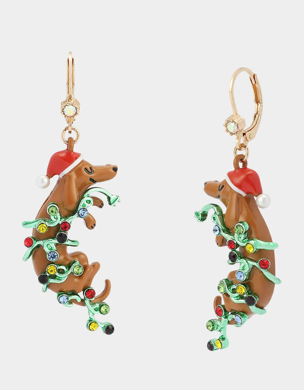 Christmas Lights Dachshund Drop Earrings Orange | Betsey Johnson