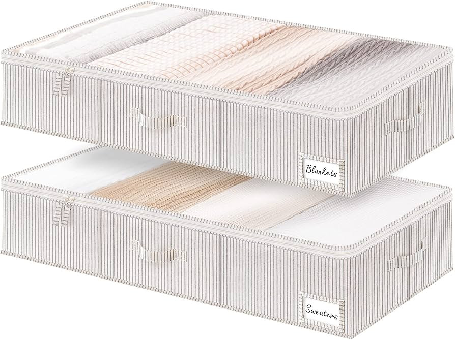 StorageWorks Underbed Storage Bins, Under Bed Storage Containers with Zippers, Closet Organizer f... | Amazon (US)