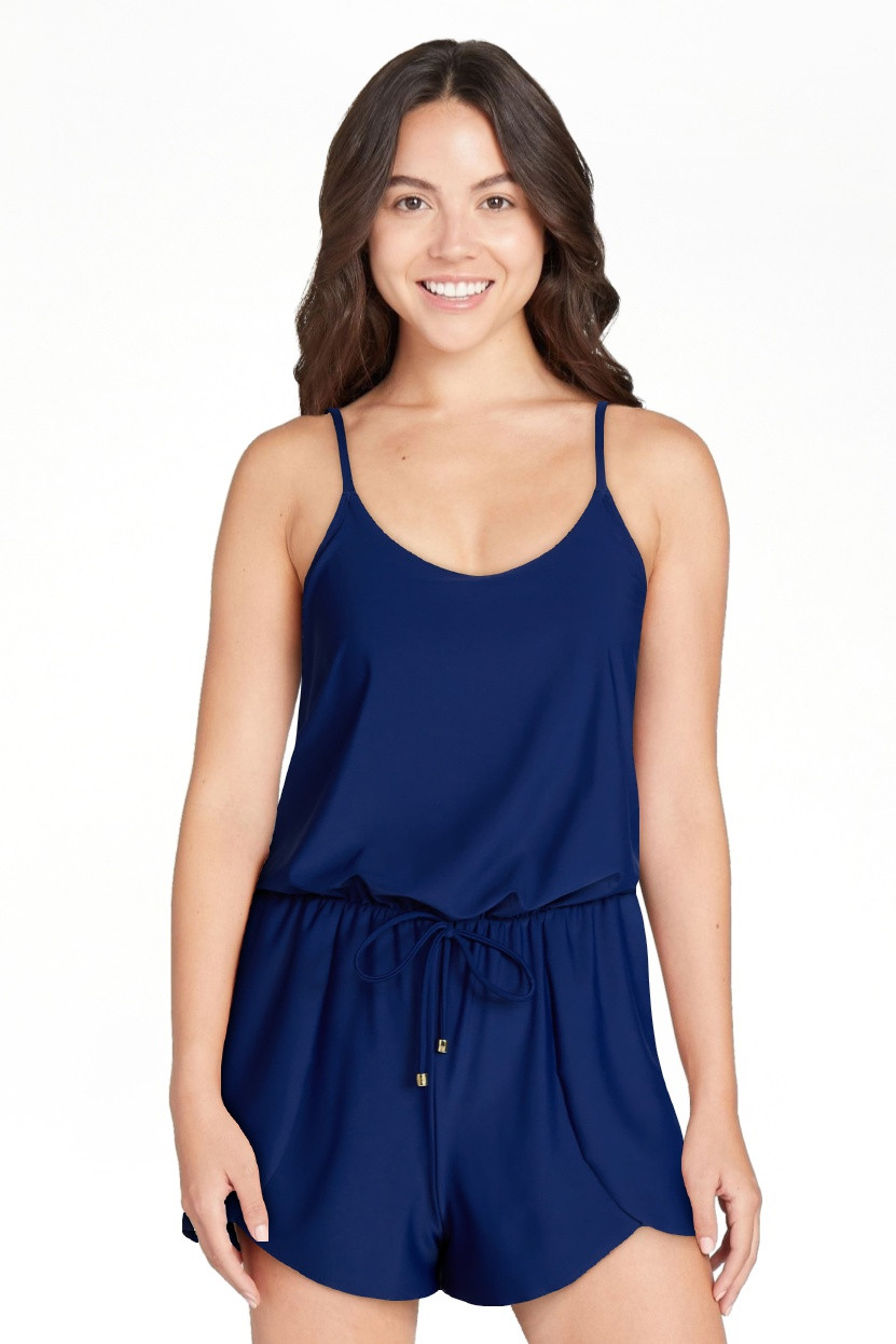 Time and Tru Women's Tank Romper One Piece Swimsuit, Sizes XS-XXXL | Walmart (US)