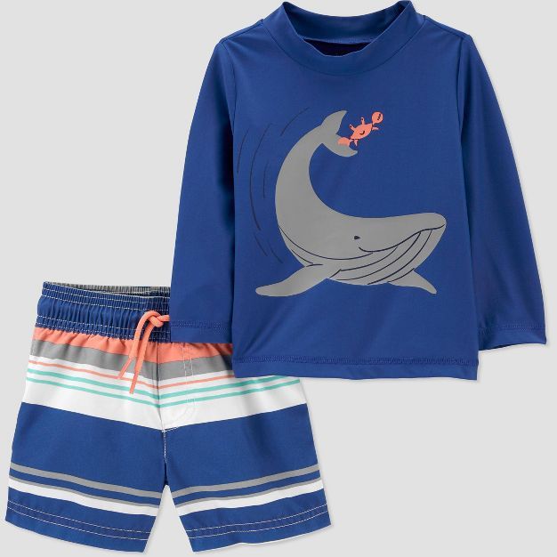 Carter's Just One You®️ Baby Boys' Whale Print Rash Guard Set Blue | Target