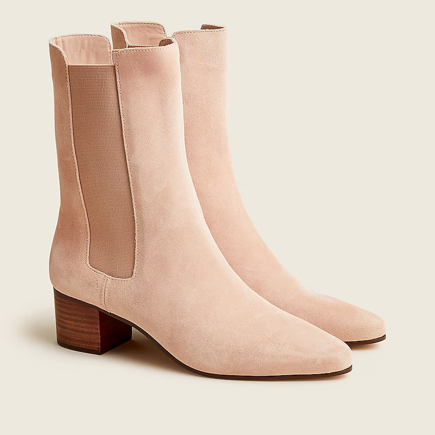 Suede high-shaft stacked-heel boots | J. Crew US