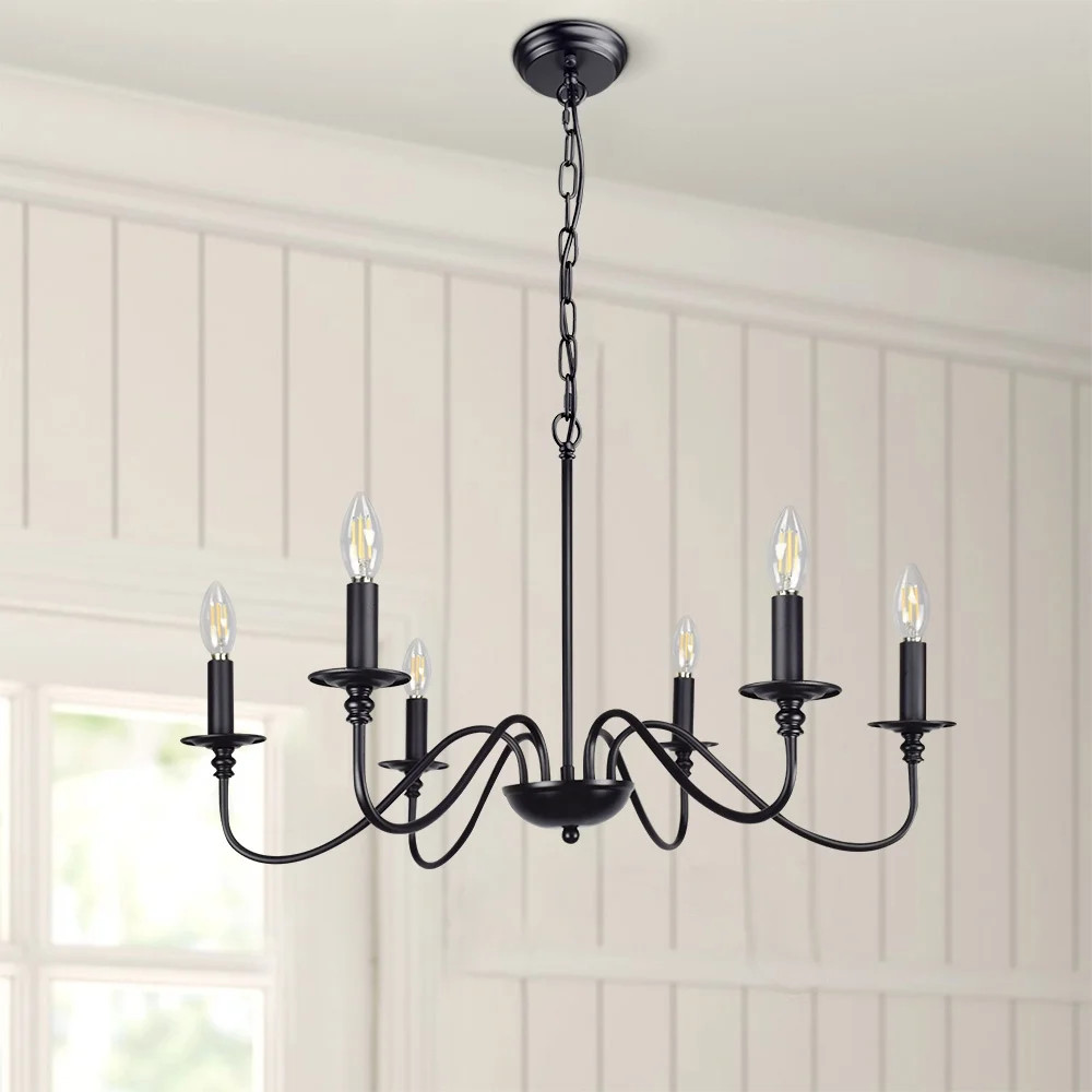 DinglilightingDingLiLighting 6-Light Farmhouse Chandelier, Industrial Iron Chandelier Lighting, C... | Walmart (US)