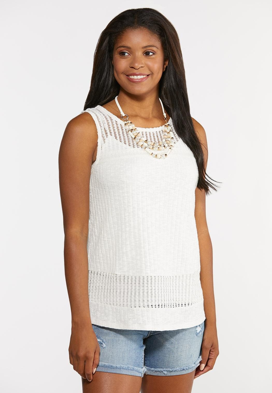 Crochet Yoke Ribbed Tank | Cato Fashions