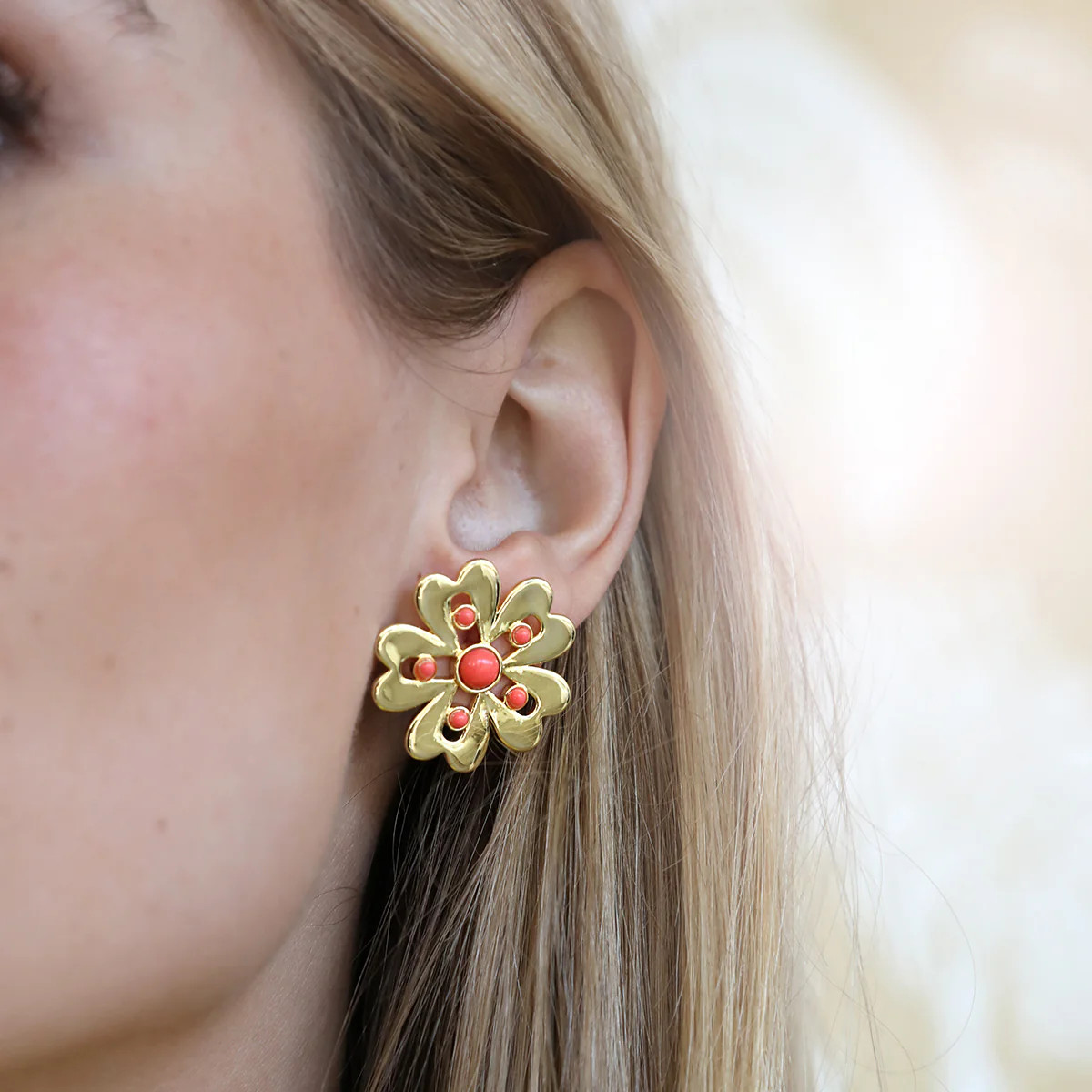 Majorelle Stud - Coral | ASHA by ADM