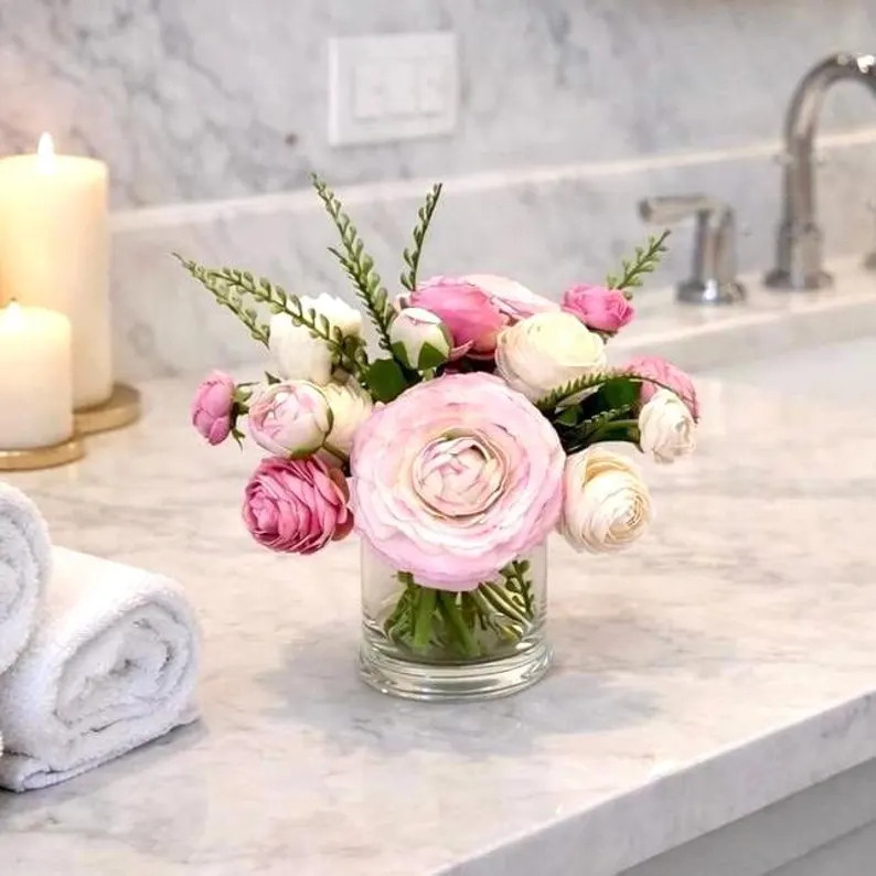 Real Touch Ranunculus Floral Faux Water Arrangement: Pink Centerpiece - Etsy | Etsy (Global)