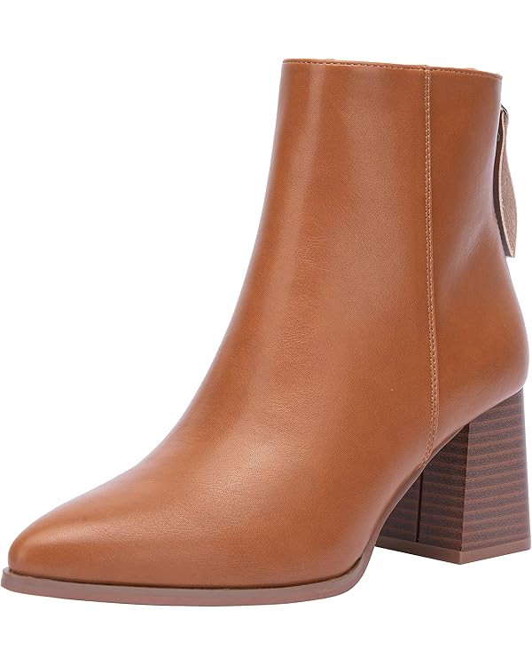 Jeossy Women's Chunky Heeled Ankle Boots, Pointed Toe Stacked Block Heel Booties | Amazon (US)