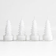 White Christmas Tree Tealight Candles, Set of 4 | Crate & Barrel | Crate & Barrel