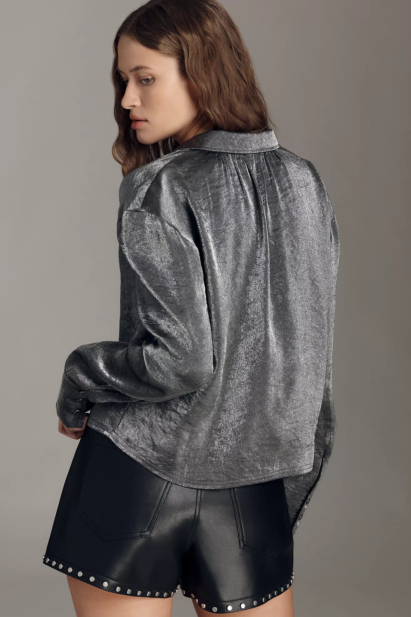 Pilcro Liquid Shine Buttondown Shirt | Anthropologie (US)