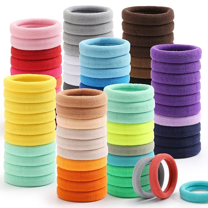 100PCS Elastic Hair Ties, Seamless Hair Band, Ponytail Holder No Crease Damage, Elastic Cotton Ba... | Amazon (US)