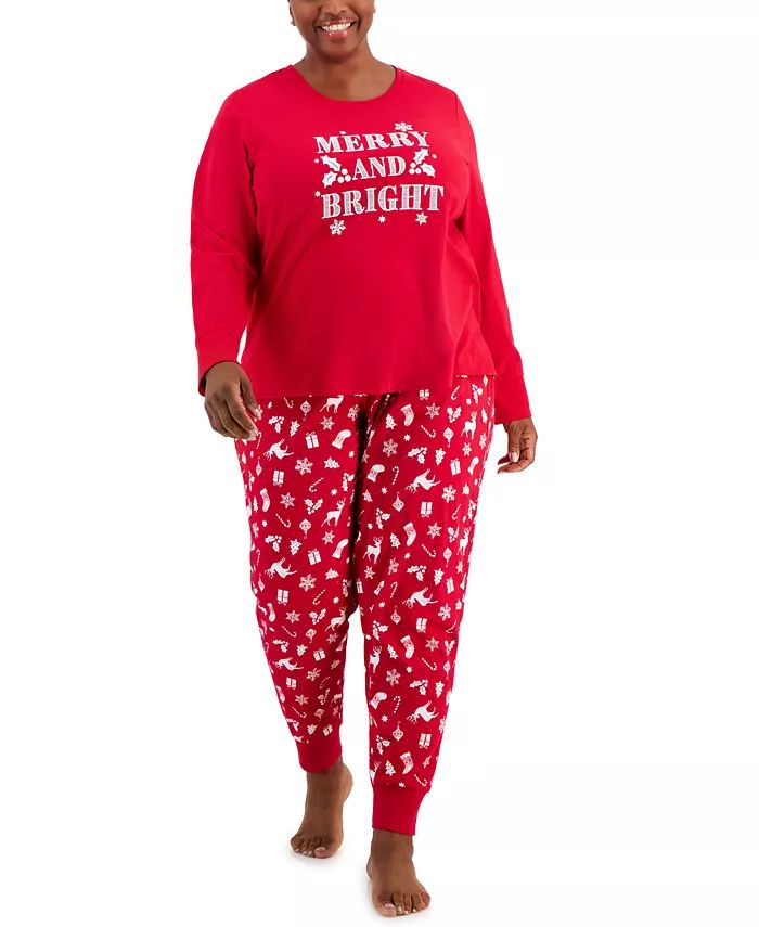 Matching Plus Size Mix It Merry & Bright Pajamas Set, Created for Macy's | Macy's