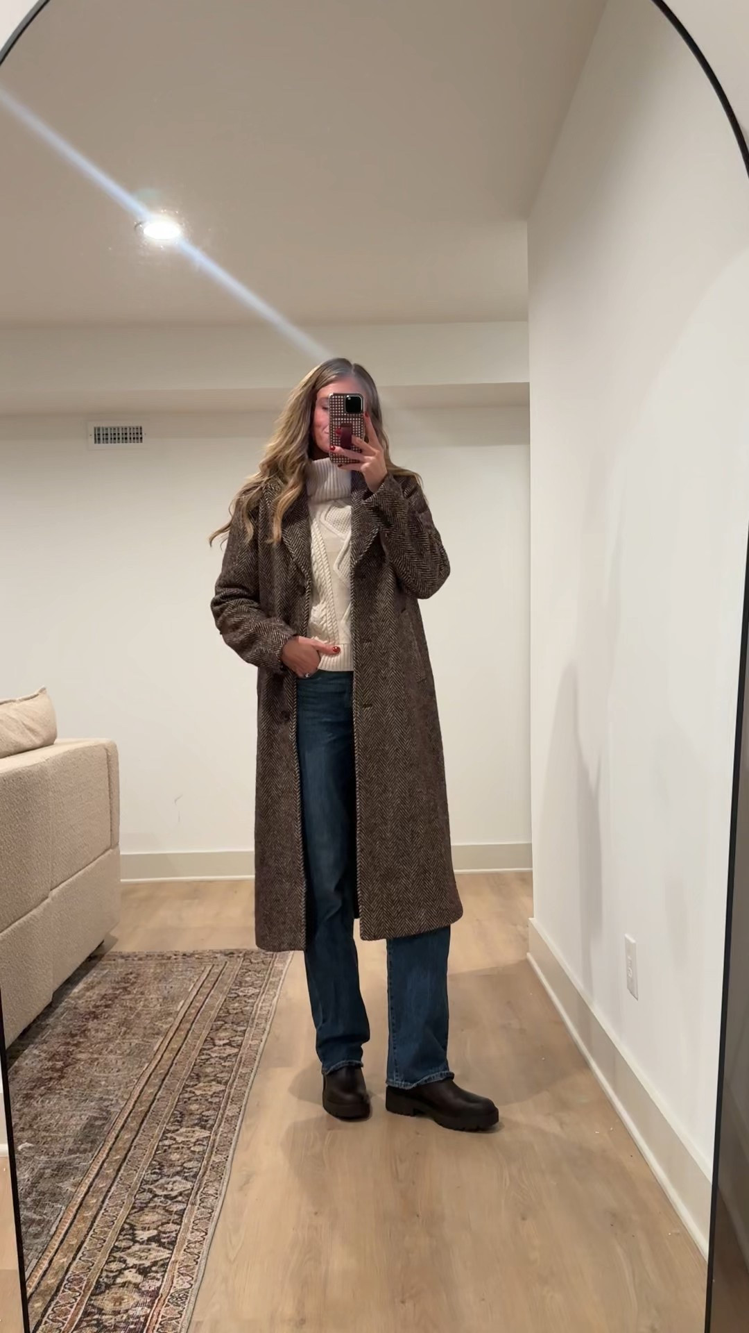 Waterproof Chelsea boots! 
Coat: runs tts but got medium tall to layer thick sweaters under
Sweater: medium 
Jean run tts (tall sizes) 

#LTKootd #LTKHoliday #LTKTall