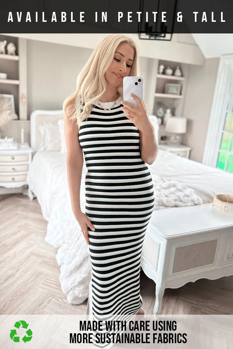 Knitted Striped Midaxi Dress-In The Style | In The Style (UK)