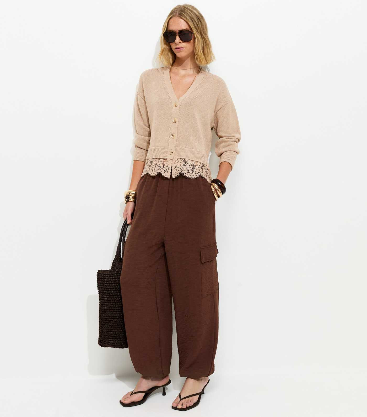 Stone Lace Trim V-Neck Cardigan | New Look | New Look (UK)