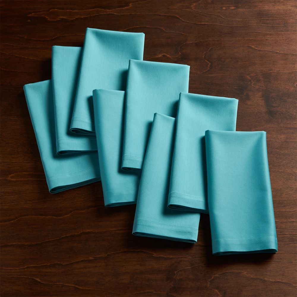 Fete Aqua Blue Cloth Napkins, Set of 8 | Crate & Barrel