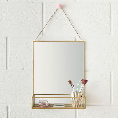 Hanging Mirror with Ledge | Pottery Barn Teen | Pottery Barn Teen