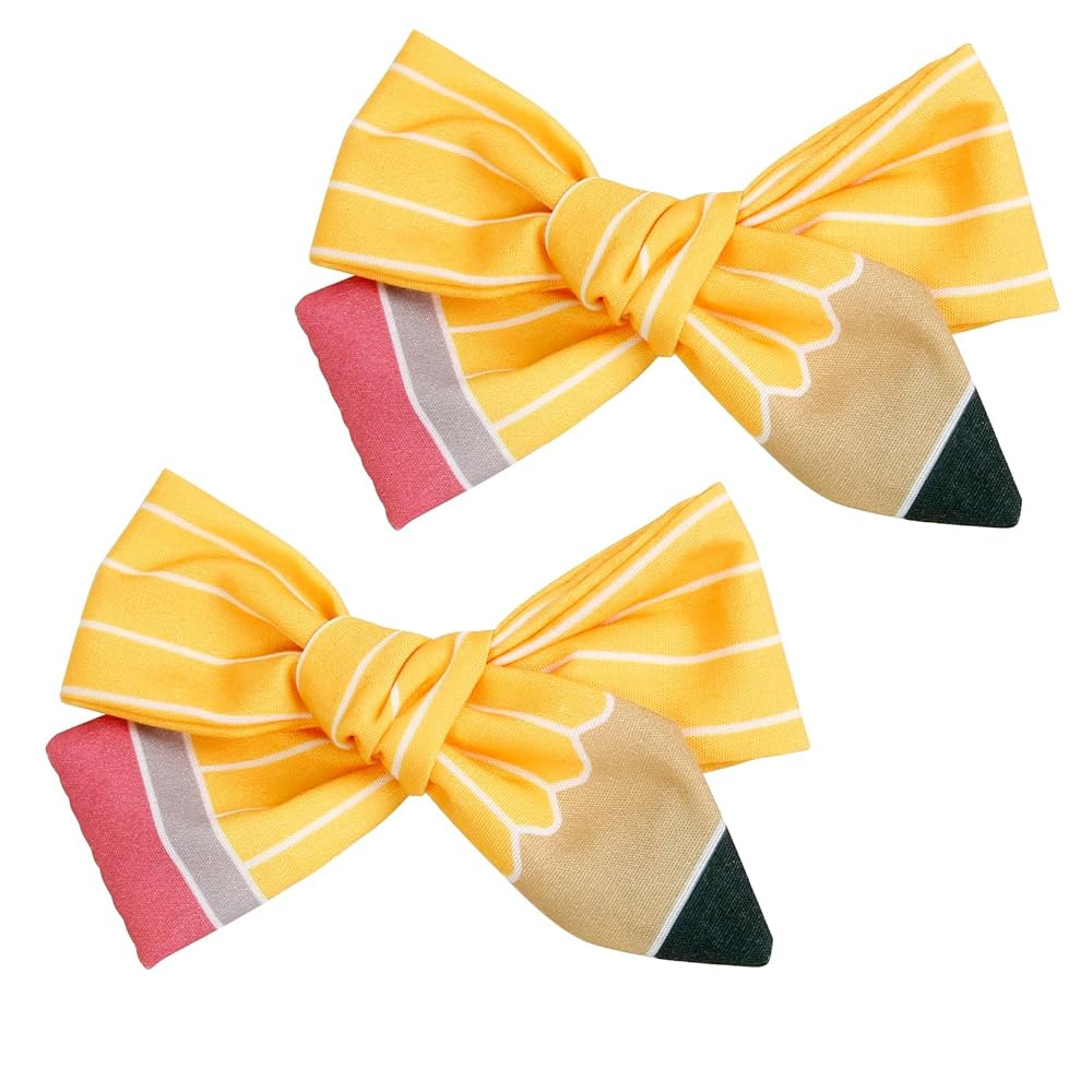 Back to School Hair Clips for Girls Pencil Hair Clips Cute Yellow Hair Bows Hair Accessories for ... | Amazon (US)