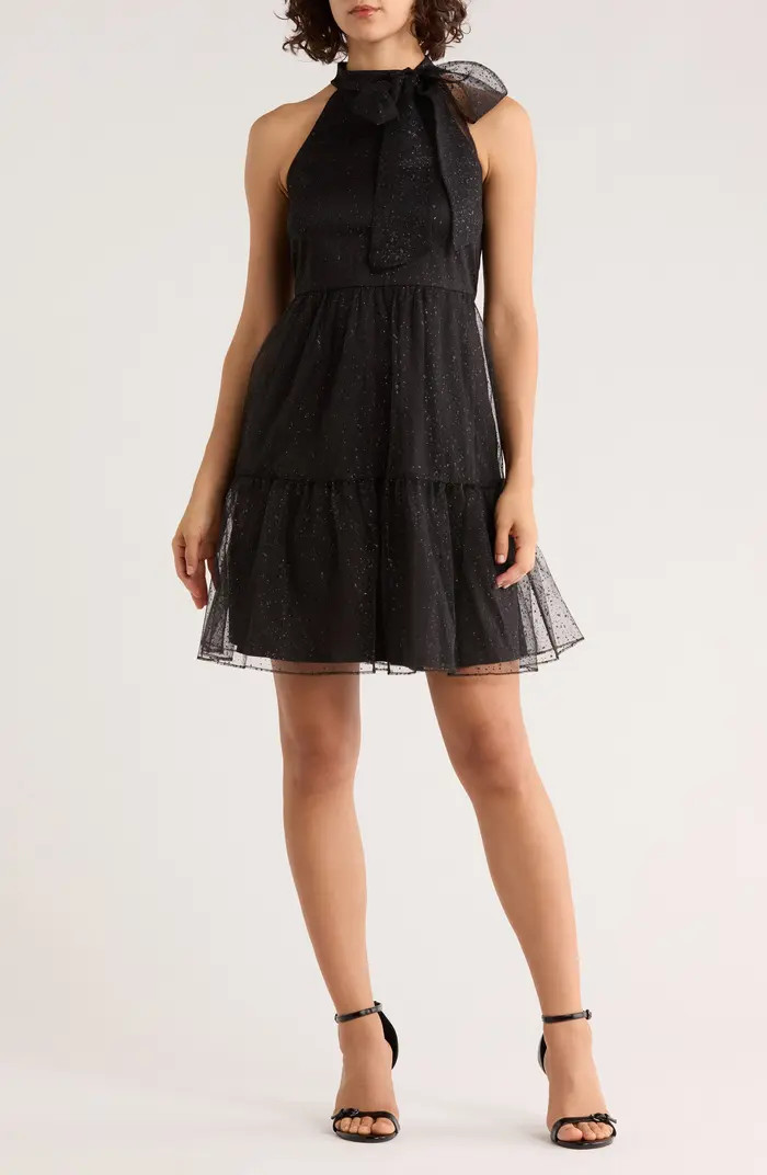 Vince Camuto Bow Glitter Tiered Mesh Cocktail Dress | Nordstromrack | Nordstrom Rack