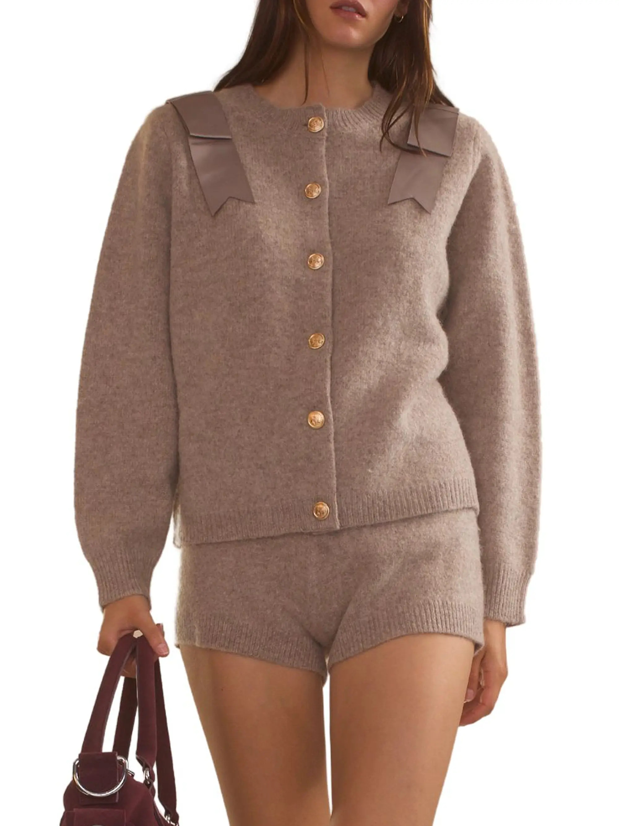 Wool Bow Crewneck Cardigan | Saks Fifth Avenue