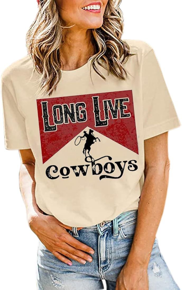 Cowboy Sunset Shirt Women Vintage Country Music T Shirt Western Short Sleeve Tee Cowgril Casual T... | Amazon (US)