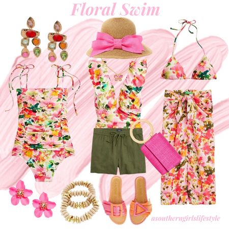 Floral Swim to Floral Sundress for Lunch/Dinner all the same Accessories 

Ruched Tie Shoulder One Piece Swimsuit, V Neck Ruffle Swimsuit, Bikini Top, Swim Bottoms, Floral Sarong, Resin Stone Earrings, Pink Flower Earrings, Butterfly Necklace, Straw Bow Hat, Bracelets, Linen Slide Sandals & Bracelet Pouch 

Swim, Sarong, Shirts & Sundress are on Sale!

Vacation Outfit. Summer Outfit. Travel Outfit. Beach. Pool  

#LTKswim #LTKstyletip #LTKSeasonal