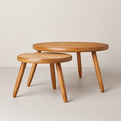 2pc Round Nested Coffee Tables: Rubberwood & MDF - Hearth & Hand™ with Magnolia | Target