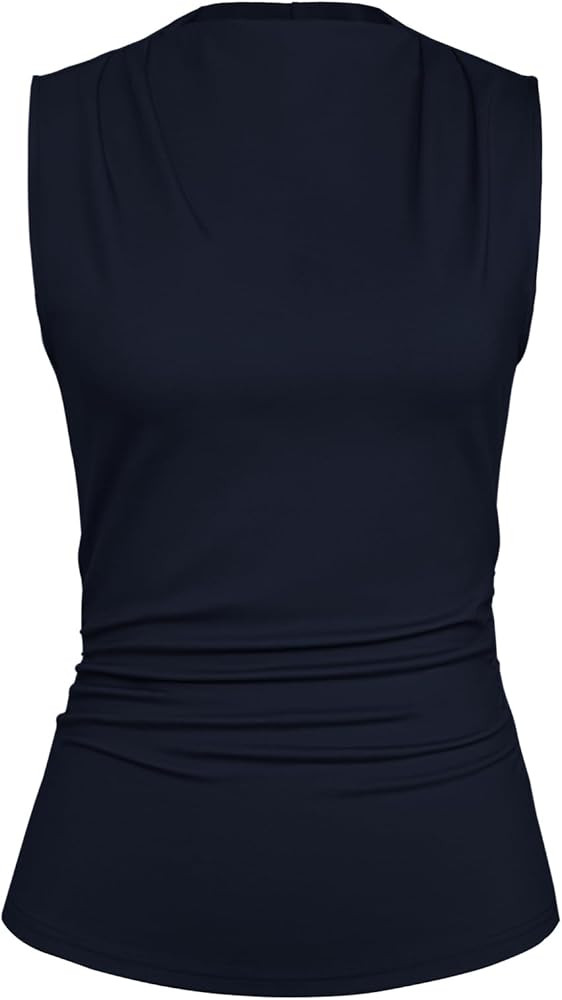GRACE KARIN Women's Basic Mock Neck Sleeveless Top Side Ruched Going Out Slim Fitted Crop Tank To... | Amazon (US)