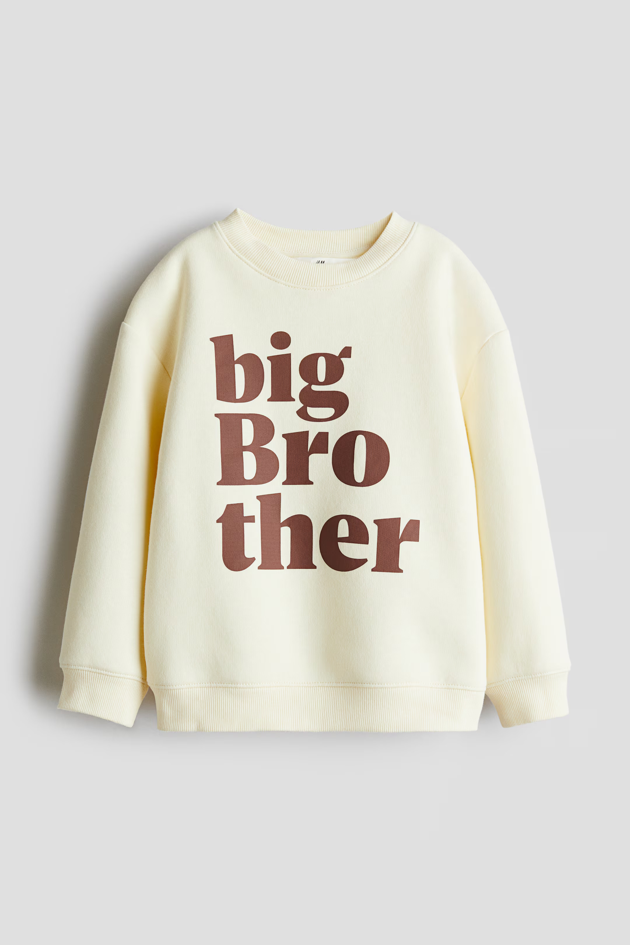 Sweatshirt - Round Neck - Long sleeve - Light yellow/Big Brother - Kids | H&M US | H&M (US + CA)