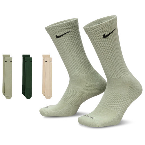 Nike Mens Nike 3 Pack Dri-FIT Plus Crew Socks - Mens Green/Brown/Green Size L | Champs Sports