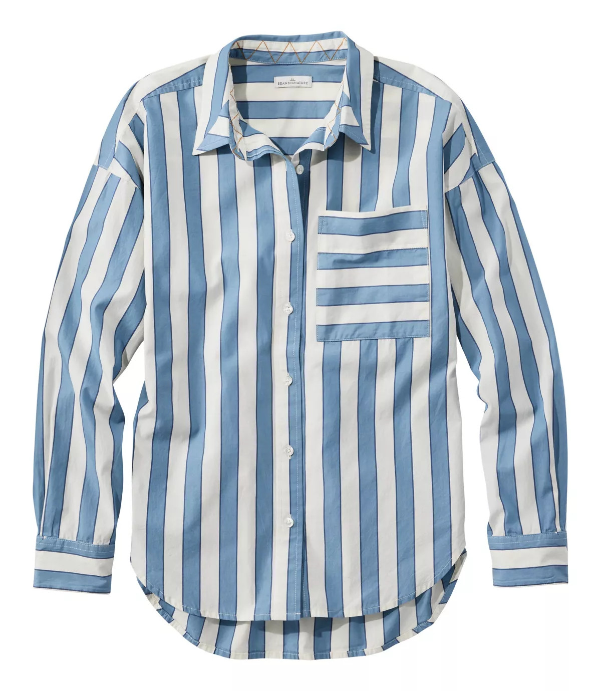 Women's Signature Premium Essential Poplin Shirt, Long-Sleeve Novelty Stripe | L.L. Bean