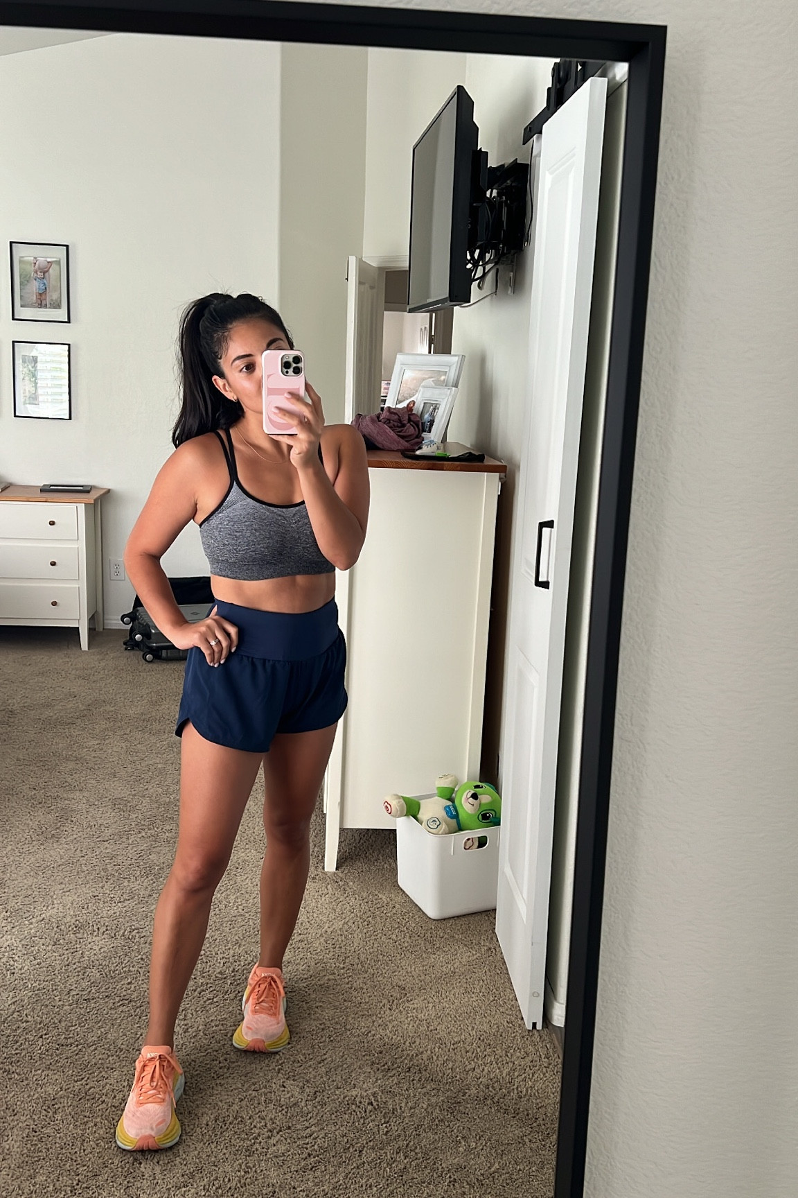 Workout running shorts and running shoes 

#LTKshoecrush #LTKstyletip #LTKFitness