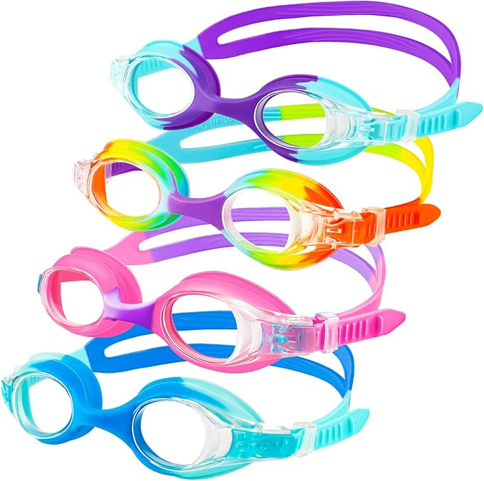 XDX Kids Goggles for Swimming 4-14, 4 Pack Anti Fog Kids Swim Goggles with UV Protection for Boys... | Amazon (US)