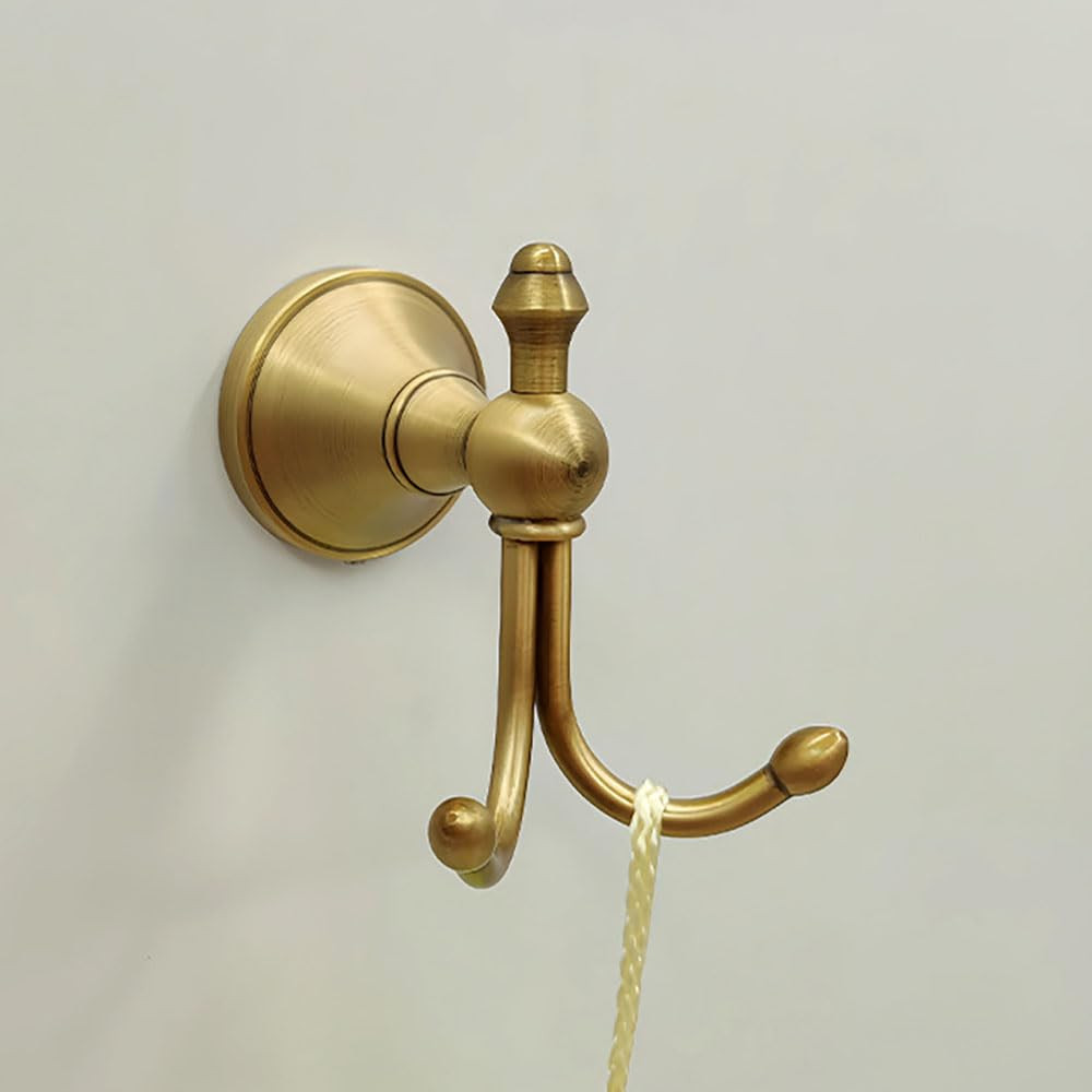 Antique Brass Towel Hook Vintage Coat Hook with Double Hooks Bronze Hand Towel Hook Bathroom Robe... | Amazon (US)