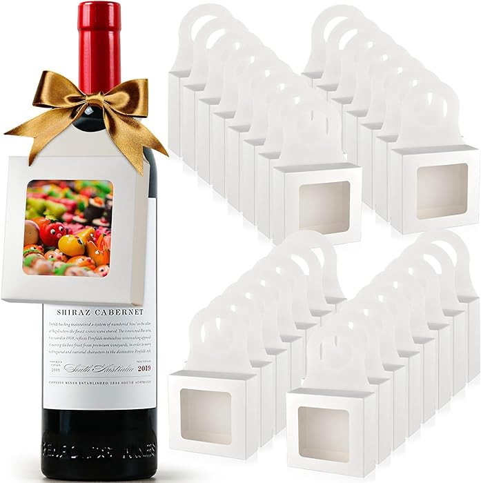 Mototo 30 PCS Kraft Paper Wine Bottle Boxes with Transparent Window Hanger Foldable Wine Bottle E... | Amazon (US)