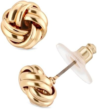 Anne Klein Women's Pierced Earrings Knot Stud, Gold, One Size | Amazon (US)