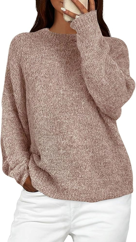 PRETTYGARDEN Womens Fall Long Sleeve Sweater Crew Neck Fuzzy Loose Fit Chunky Knit Oversized Pull... | Amazon (US)