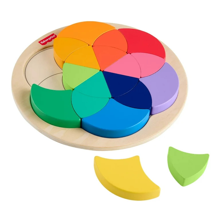 Fisher-Price Wooden Color Wheel Puzzle, Shape-Sorting Play for Preschool Kids, 19 Wood Pieces | Walmart (US)