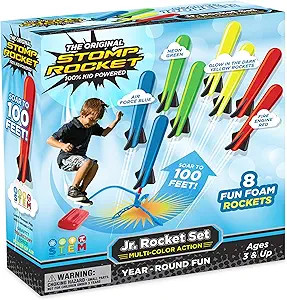 Stomp Rocket Jr Multi-Color Rocket Launcher for Kids, 8 Rockets - Fun Outdoor Kids Gifts for Boys... | Amazon (US)