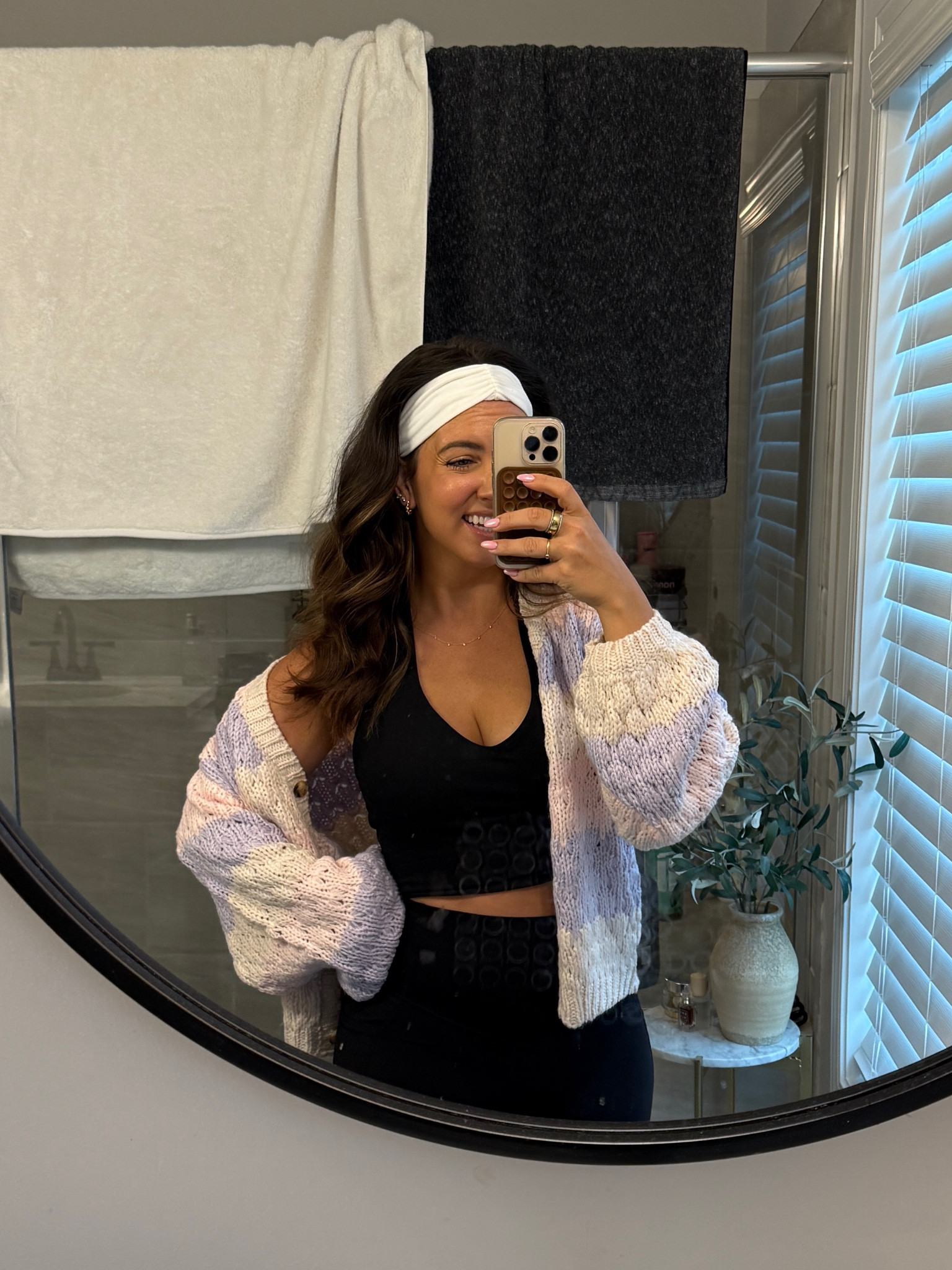 Pilates class outfit!! Amazon halter workout top has been a fave of mine!