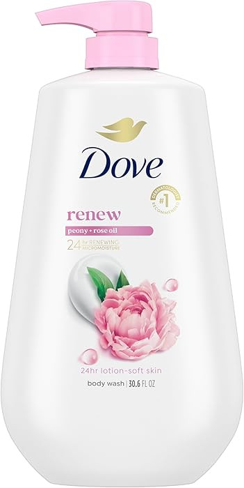 Dove Body Wash with Pump Renew Peony & Rose Oil For 24hr Lotion-Soft Skin Moisturizing Skin Clean... | Amazon (US)