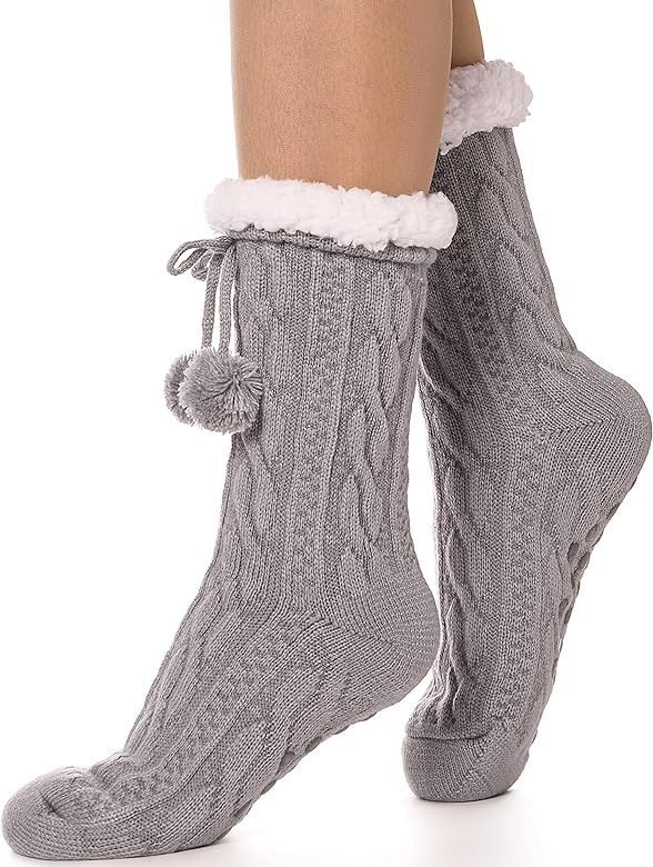 Anlisim Women Slipper Socks with Grip Non Slip Fluffy Fuzzy Cabin Cozy Warm Comfy Soft Fleece Hom... | Amazon (US)