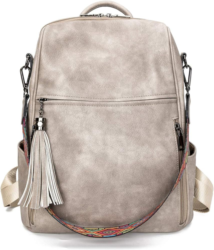 FADEON Leather Backpack Purse for Women, Designer Ladies Shoulder Bag Fashion Convertible Large B... | Amazon (US)