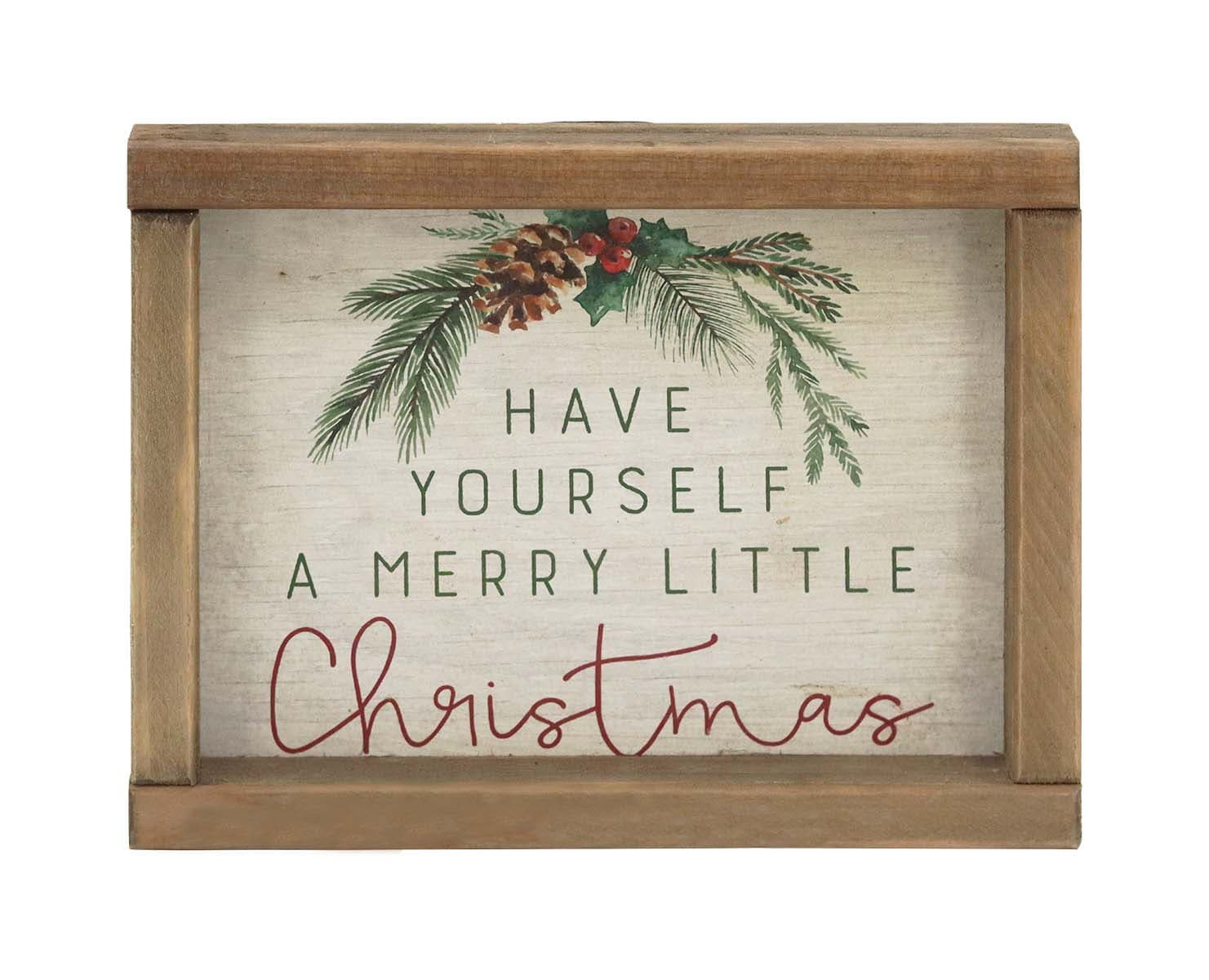 Parisloft 6-in Have yourself a merry little Christmas Multiple Colors Wood Merry Christmas Sign Figurine in Brown | UH360 | Lowe's