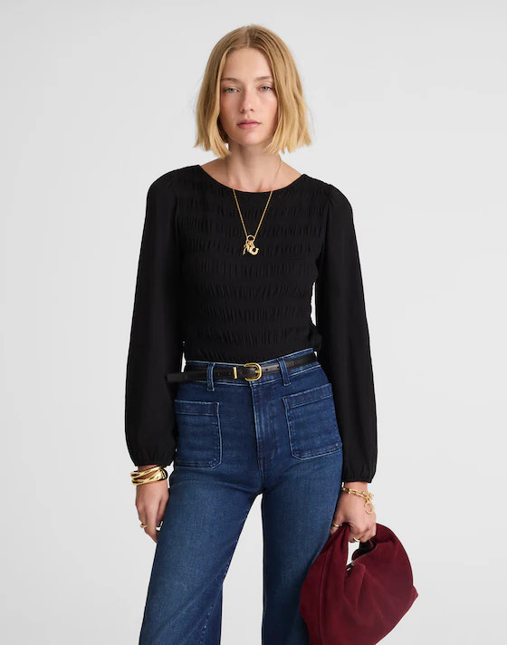 Smocked Boatneck Top | Madewell