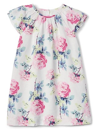 Gap Baby Floral Cap-Sleeve Dress English Rose Flower Size 12-18 M | Gap US