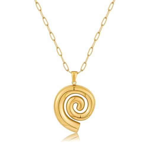 INNERDIVA Gold Chunky Spiral Pendant Necklace Summer Pendant Necklaces Vintage Swirl Necklace Jewelry Present for Women | Amazon (US)