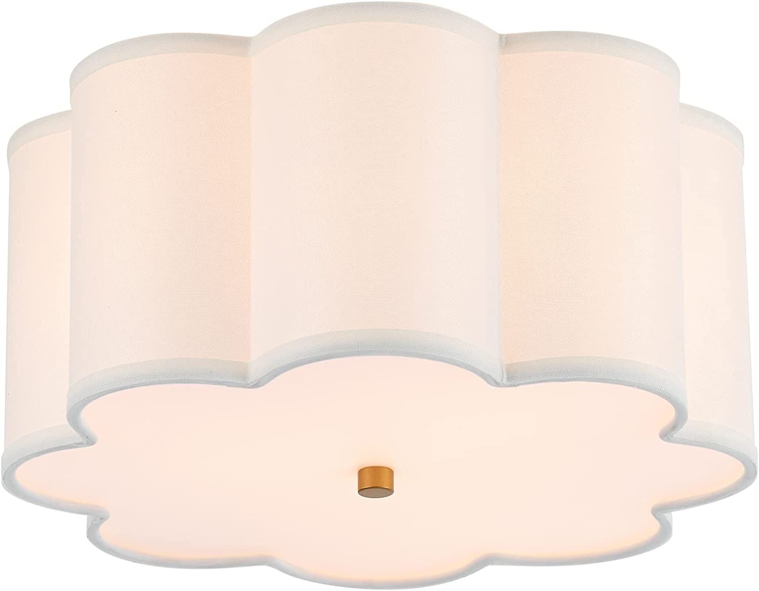 Semi Flush Mount Ceiling Light Fixture, Modern Close to Ceiling Lamp with Cream White Fabric Drum... | Amazon (US)